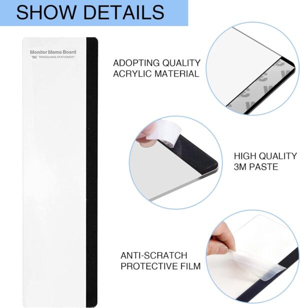 Monitor Memo Board - Multifunction Computer Monitor Memo Board Transparent Monitor Side Panel Creative Desktop Memo Board Easy to Use Suitable for Home Office Desktop Left and Right (2pcs) - Image 4