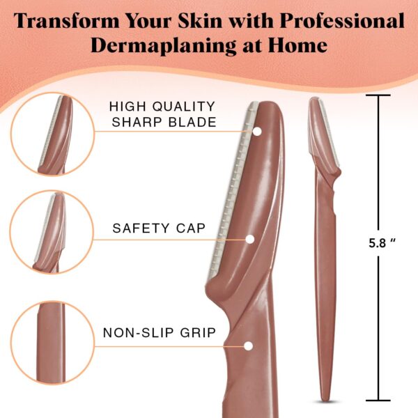 Kitsch Dermaplaning Tool - Face Razors for Women and Men, Eyebrow Trimmer & Face Shaver for Women, Facial Hair Removal for Women and Men, Dermaplane Razor for Women Face, 12 pc (Terracotta) - Image 3