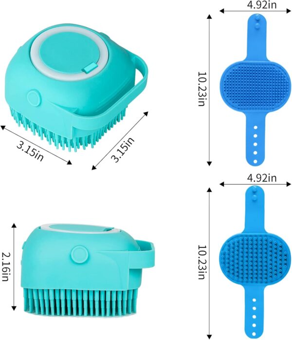 Comotech 3PCS Dog Bath Brush | Dog Shampoo Brush | Dog Scrubber for Bath | Dog Bath Brush Scrubber | Dog Shower/Washing Brush with Adjustable Ring Handle for Short & Long Hair (Blue Blue Blue) - Image 6