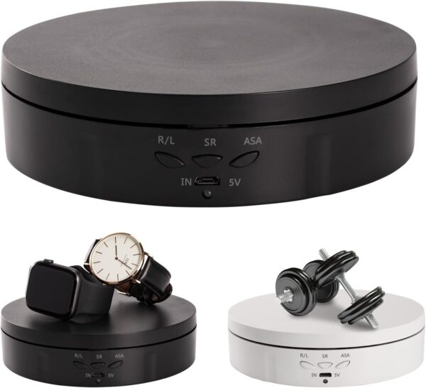 22 lbs Motorized Rotating Display Stand for Jewelry, 360 Degree , Automatic Mute Rotating Display Stand, Electronic Rotating Display Stand with USB Charging Port for Display, Photography Products