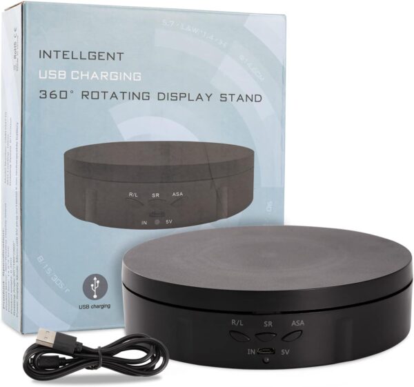 22 lbs Motorized Rotating Display Stand for Jewelry, 360 Degree , Automatic Mute Rotating Display Stand, Electronic Rotating Display Stand with USB Charging Port for Display, Photography Products - Image 7