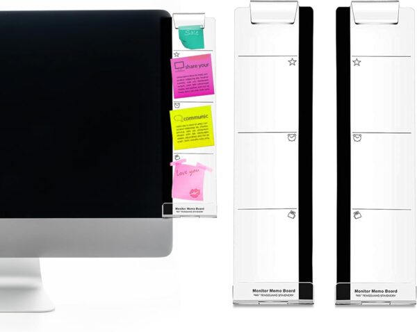 Quadow Monitor Message Board/Computer Monitors Side Panel/Notes Memo Board Message for Monitors,1Set (Left & Right) (with Phone Holder)