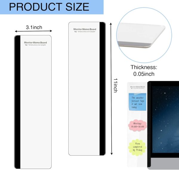 Monitor Memo Board - Multifunction Computer Monitor Memo Board Transparent Monitor Side Panel Creative Desktop Memo Board Easy to Use Suitable for Home Office Desktop Left and Right (2pcs) - Image 2