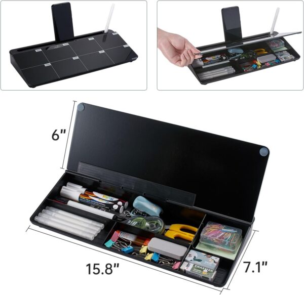 TSJ OFFICE Desktop Whiteboard Dry-Erase-Board - Computer Keyboard Stand White Board Surface Pad with Drawer, Desk Organizers with Accessories for Office, Home, School Supplies - Image 4