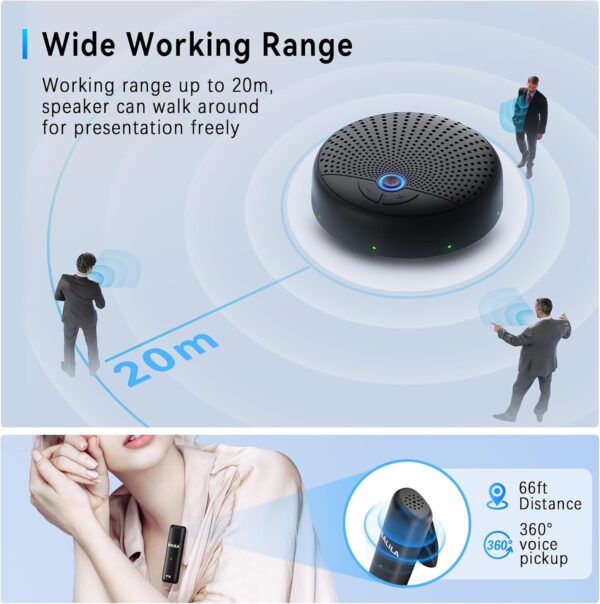 Conference Speaker and Microphone with 10 Wireless Mics, 360° Voice Pick up&AI Noise Reduction USB Speakerphone fits 10 Compatible with Leading Platforms for Large Call Meeting,Zoom,Home Office - Image 5