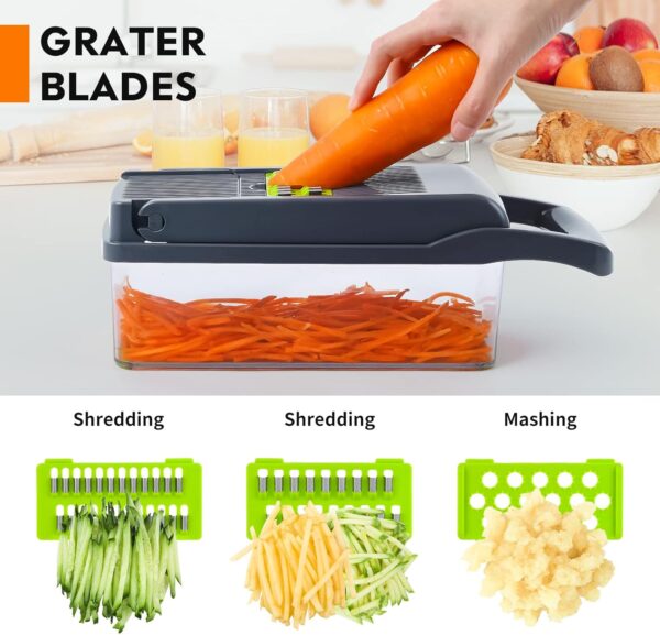 Vegetable Chopper, Pro Onion Chopper, Multifunctional 13 in 1 Food Chopper, Kitchen Vegetable Slicer Dicer Cutter,Veggie Chopper With 8 Blades,Carrot and Garlic Chopper With Container - Image 4