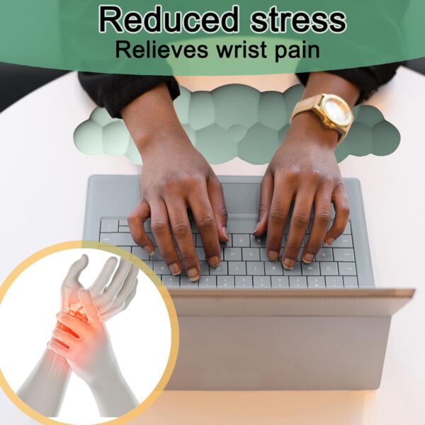 Keyboard Wrist Rest Pad, Ergonomic Design Effective Wrist Pain Relief Arm Rest Desk, Cute Cloud Decoration Gift for Office, Study, Computer Game Table Mouse Accessories (Green Set) - Image 4