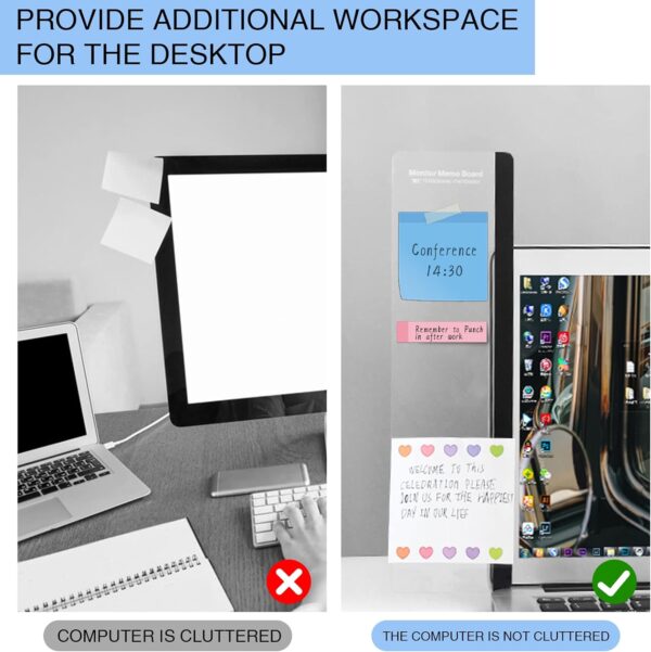 Monitor Memo Board - Multifunction Computer Monitor Memo Board Transparent Monitor Side Panel Creative Desktop Memo Board Easy to Use Suitable for Home Office Desktop Left and Right (2pcs) - Image 3