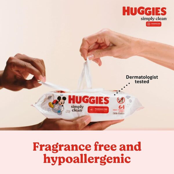 Huggies Simply Clean Fragrance-Free Baby Wipes, Unscented Diaper Wipes, 11 Flip-Top Packs (704 Wipes Total) - Image 5