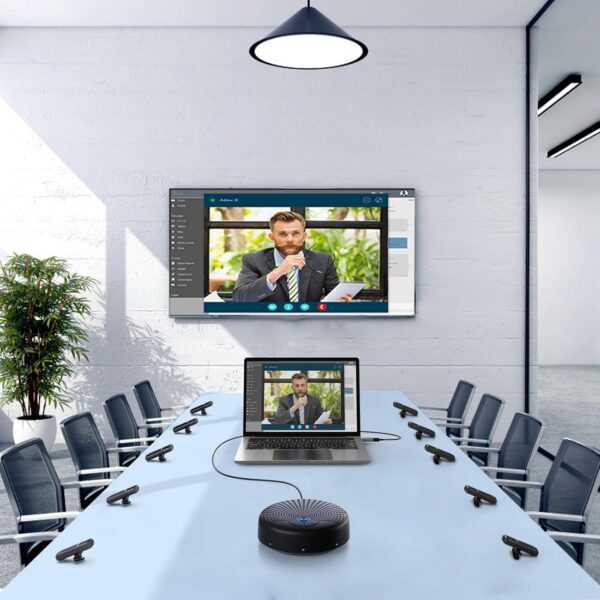 Conference Speaker and Microphone with 10 Wireless Mics, 360° Voice Pick up&AI Noise Reduction USB Speakerphone fits 10 Compatible with Leading Platforms for Large Call Meeting,Zoom,Home Office - Image 2