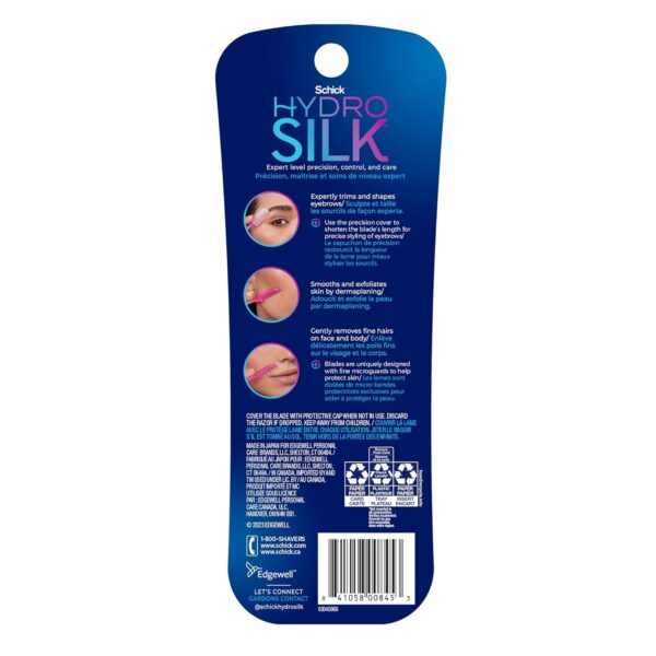 Schick Hydro Silk Touch-Up Dermaplaning Tool with Precision Cover, 9ct | Dermaplane Razor, Face Razors for Women, Eyebrow Razor, Facial Razor, Dermaplaning Razor, Womens Face Razor Peach Fuzz Remover - Image 9
