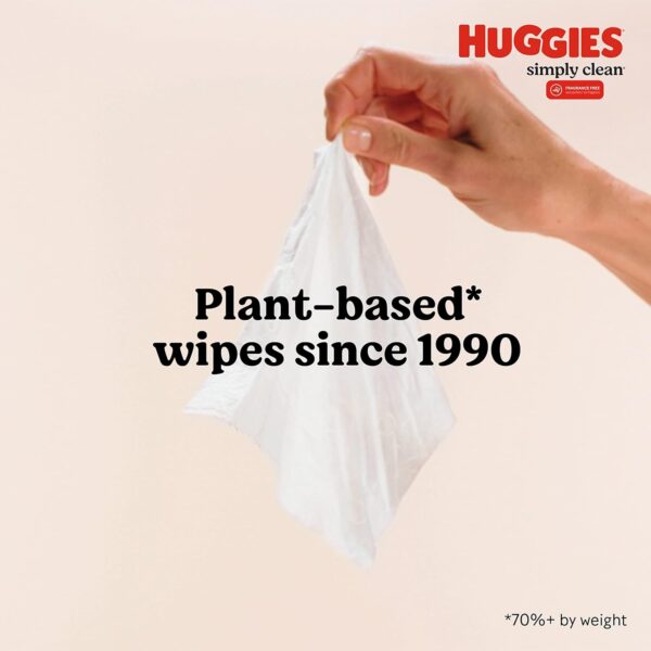 Huggies Simply Clean Fragrance-Free Baby Wipes, Unscented Diaper Wipes, 11 Flip-Top Packs (704 Wipes Total) - Image 4