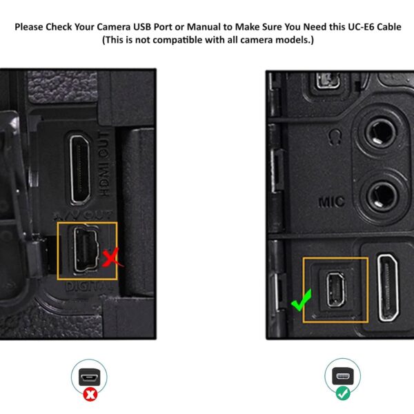USB Cable Photo Transfer Charger Cord UC-E6 for Nikon D3300 D750 D5300 D7200 D3200, Coolpix B500, Select Coolpix & DSLR (Please See Product Pictures & Complete List of Compatible Nikon Models Below) - Image 4