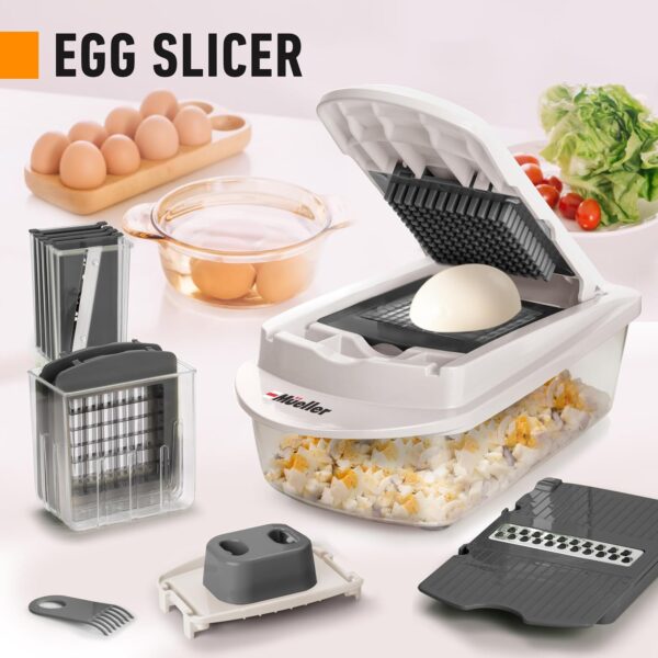 Mueller Pro-Series 10-in-1, 8 Blade Vegetable Chopper, Onion Mincer, Cutter, Dicer, Egg Slicer with Container, French Fry Cutter, Potato Slicer, Home Essentials & Kitchen Gadgets, Salad Chopper - Image 6