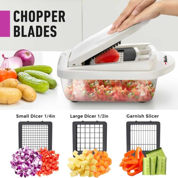 Mueller Pro-Series 10-in-1, 8 Blade Vegetable Chopper, Onion Mincer, Cutter, Dicer, Egg Slicer with Container, French Fry Cutter, Potato Slicer, Home Essentials & Kitchen Gadgets, Salad Chopper - Image 3