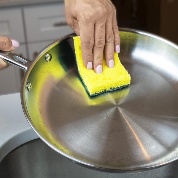 Amazon Basics Heavy Duty Sponges, 6 Count, Yellow/Green - Image 3