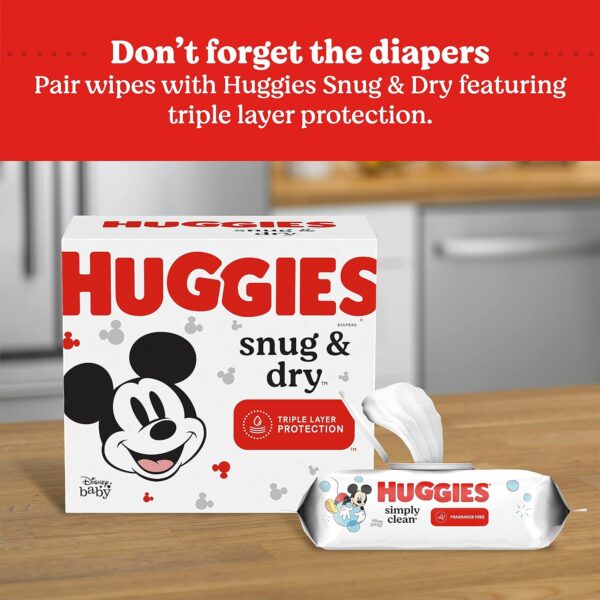 Huggies Simply Clean Fragrance-Free Baby Wipes, Unscented Diaper Wipes, 11 Flip-Top Packs (704 Wipes Total) - Image 8
