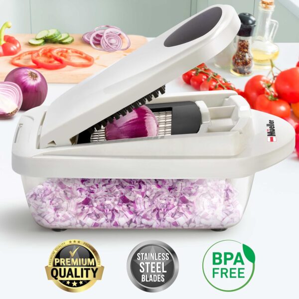 Mueller Pro-Series 10-in-1, 8 Blade Vegetable Chopper, Onion Mincer, Cutter, Dicer, Egg Slicer with Container, French Fry Cutter, Potato Slicer, Home Essentials & Kitchen Gadgets, Salad Chopper - Image 2
