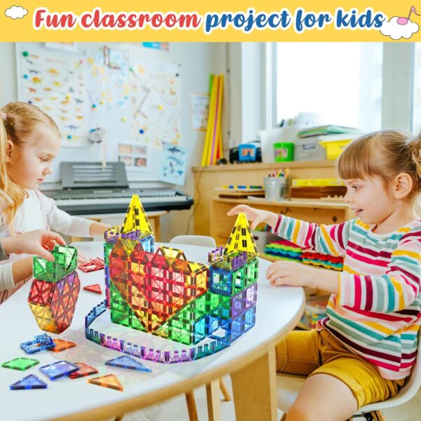 60 PCS Magnetic Building Tiles Kids Toys STEM Magnetic Blocks Sensory Toys Kids Games Magnet Building Toys for Boys and Girls Aged 3+, Kids Brain Development Preschool Kindergarten Toddler Toys - Image 6