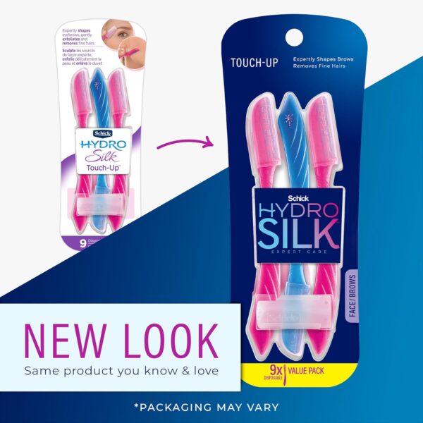 Schick Hydro Silk Touch-Up Dermaplaning Tool with Precision Cover, 9ct | Dermaplane Razor, Face Razors for Women, Eyebrow Razor, Facial Razor, Dermaplaning Razor, Womens Face Razor Peach Fuzz Remover - Image 2