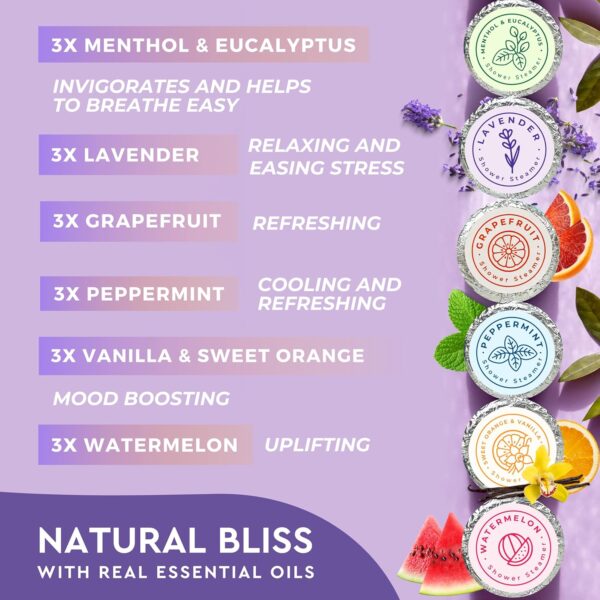 Cleverfy Shower Steamers Aromatherapy - 18 Pack of Shower Bombs with Essential Oils. Personal Care and Relaxation Birthday Gifts for Women and Men. Purple Set - Image 4