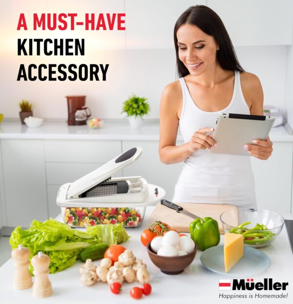 Mueller Pro-Series 10-in-1, 8 Blade Vegetable Chopper, Onion Mincer, Cutter, Dicer, Egg Slicer with Container, French Fry Cutter, Potato Slicer, Home Essentials & Kitchen Gadgets, Salad Chopper - Image 7
