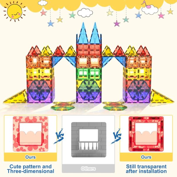 60 PCS Magnetic Building Tiles Kids Toys STEM Magnetic Blocks Sensory Toys Kids Games Magnet Building Toys for Boys and Girls Aged 3+, Kids Brain Development Preschool Kindergarten Toddler Toys - Image 3